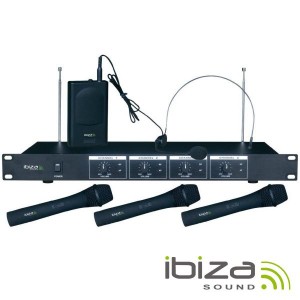 Ibiza Microfone S/ fios 4 Canais - VHF4