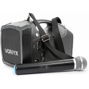 Coluna Amplificada Portátil 6,5" 30W RMS MP3/USB c/ Microfone sem Fios (ST-010) - VONYX