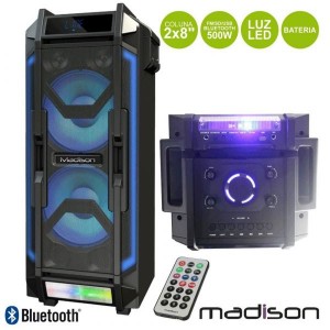 Madison Coluna Amplificada 2x8" 500w Fm/Usb/Bt/Bat Leds